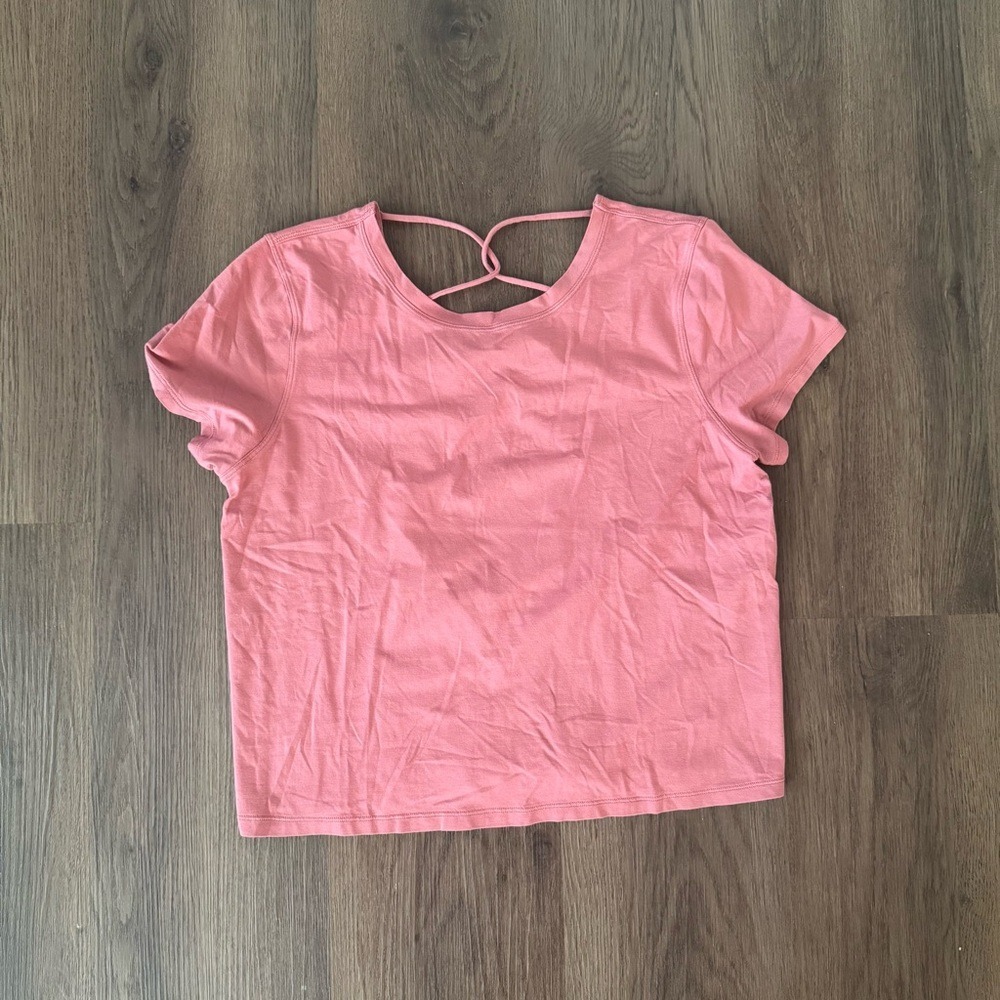 Lululemon‎ Align Twist Back Crop Top Rose Pink Short Sleeve Athletic Women's XS